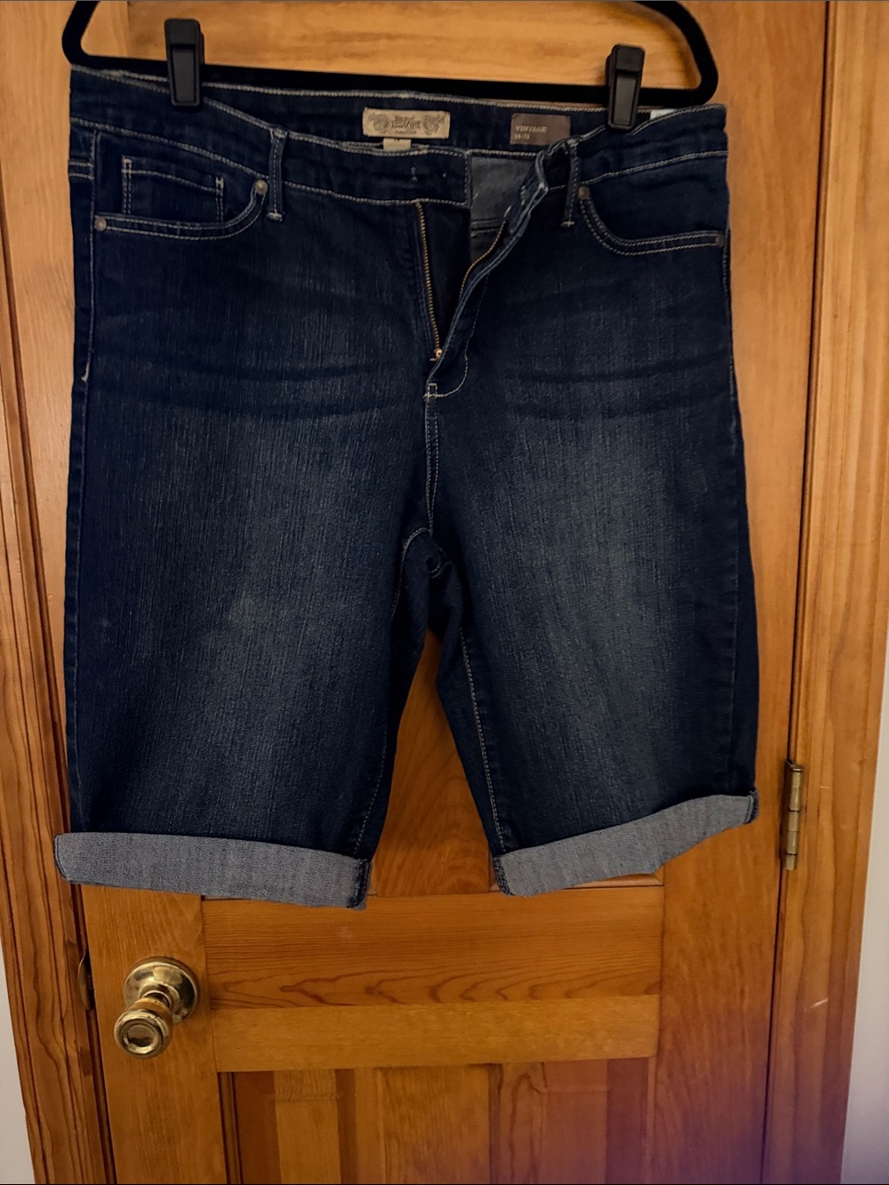 Vintage America Dark Indigo Rolled Hem Jean Shorts